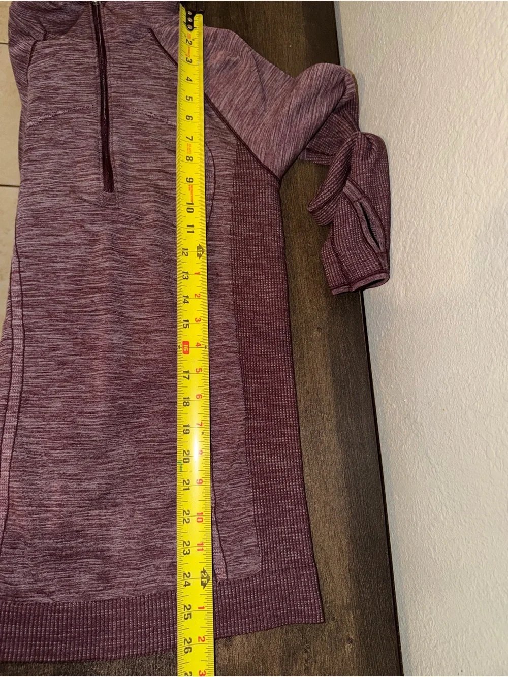Lululemon Swiftly Wool 1/2 Zip Hoodie Dark Adobe Burgundy White